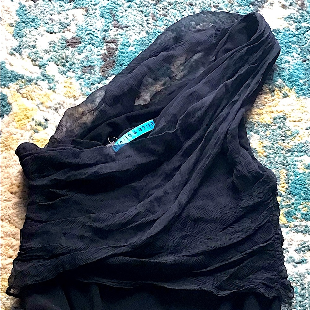 New without tag Alice Olivia %100 silk drapery black dress XS $350